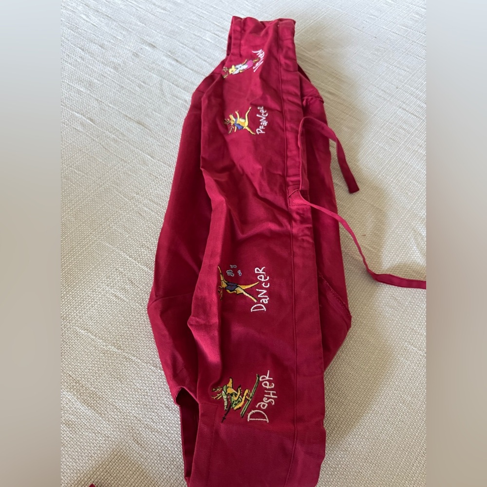 Pottery Barn Kids Red Treat Basket Liner with Holiday Embroidered Reindeer